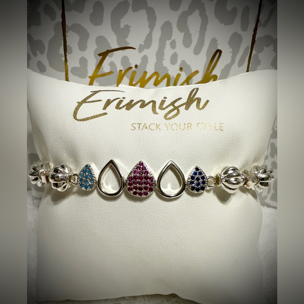 New Erimish Bracelet - Silver W/ Multi Crystal Teardrops